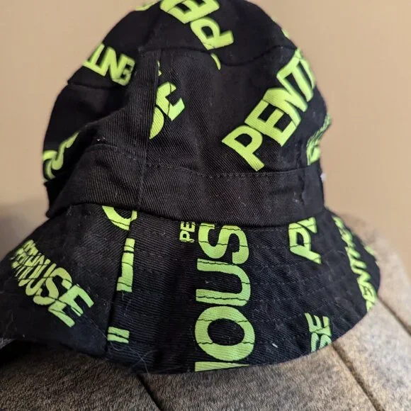 Penthouse x Reason Collab Graphic Print Men's Bucket Hat Black & Neon Green RARE